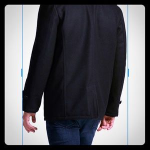 Black Recycled Wool Water-Resistant Peacoat